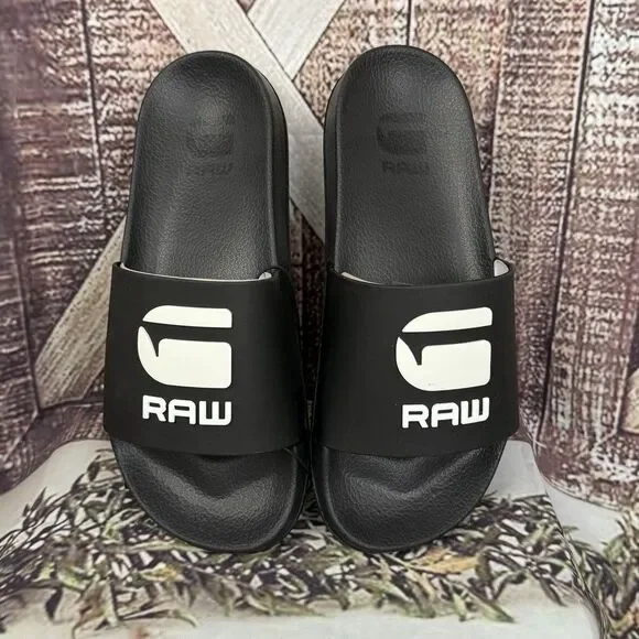 Comfy classic G-Star Raw womens Cart-III Slides Sandals Black/White lightweight - Picture 10 of 12